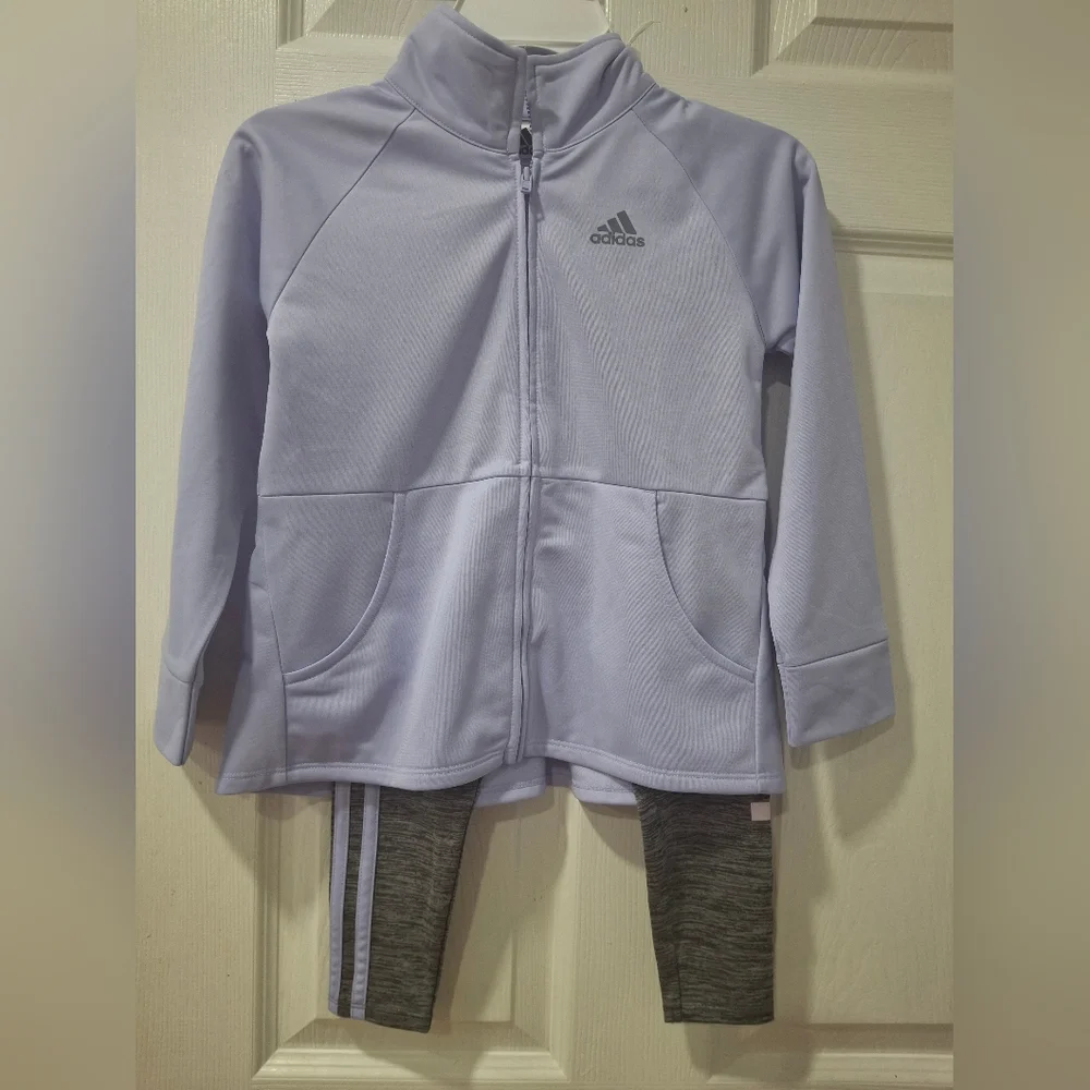 Adidas Light Purple Zip-Up Jacket and Leggings Set